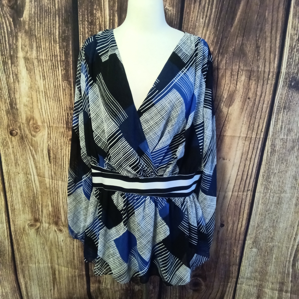 Lane Bryant Top Size 18/20 Blue/Black/White